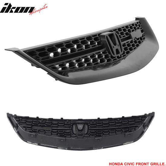 Front Bumper Grille for Honda Civic 2001-2003 RS Style Unpainted Black ABS