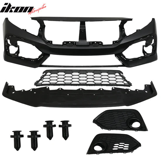 2016-2021 Honda Civic OE Style Unpainted Front Bumper Cover W/ Grille