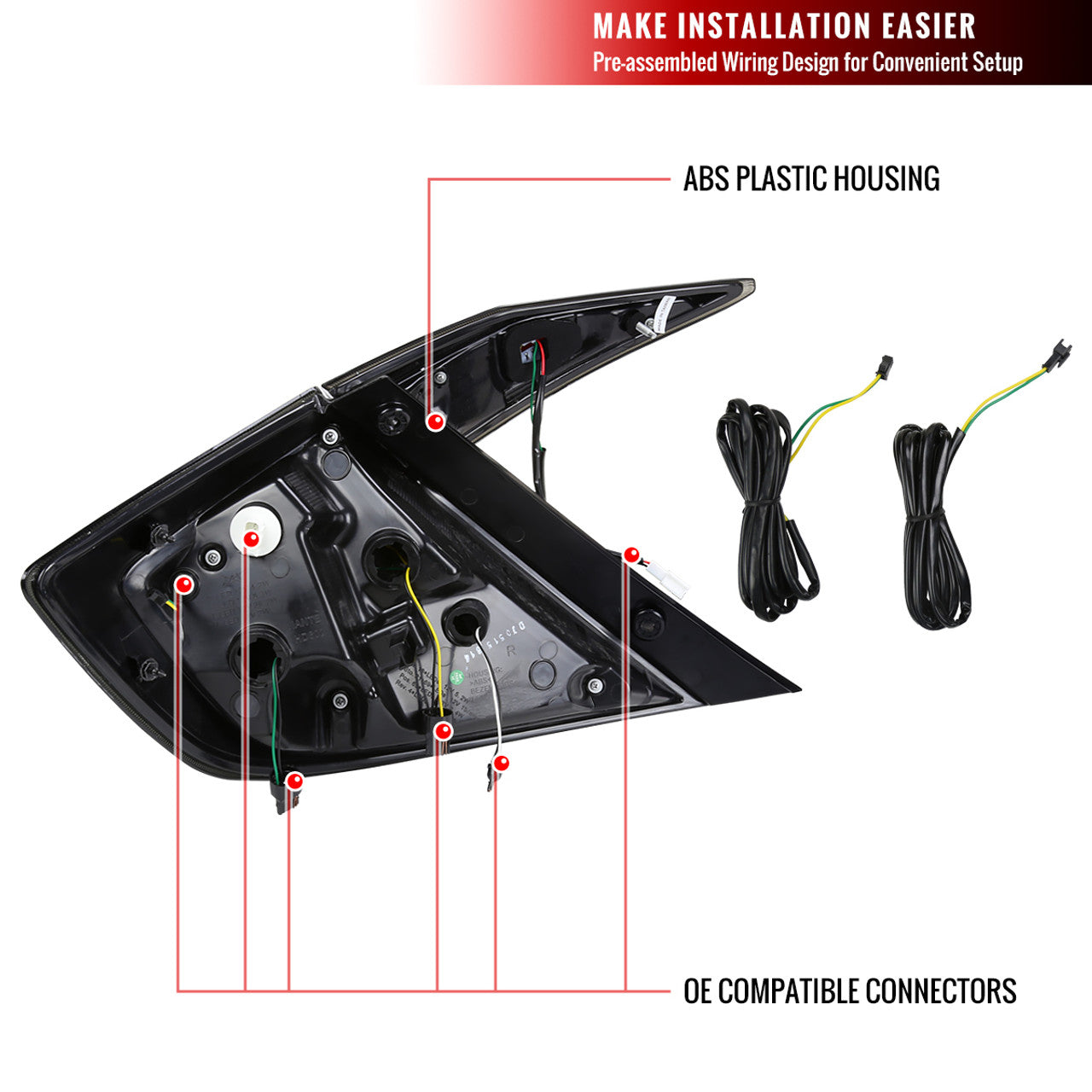 2016-2021 Honda Civic Sedan LED Tail Lights w/ Sequential Turn Signal Lights (Glossy Black Housing/Smoked Lens)