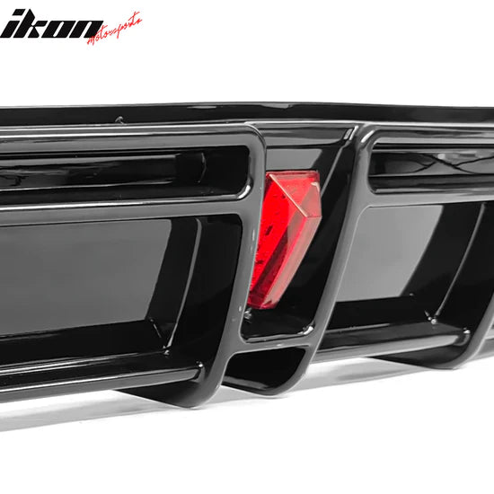 2017-2024 Tesla Model 3 IKON Style Rear Diffuser W/ LED PP - GLOSS BLACK