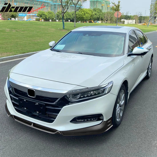 2018-2021 Honda Accord 3PC Front Bumper Lip PP - GLOSS BLACK