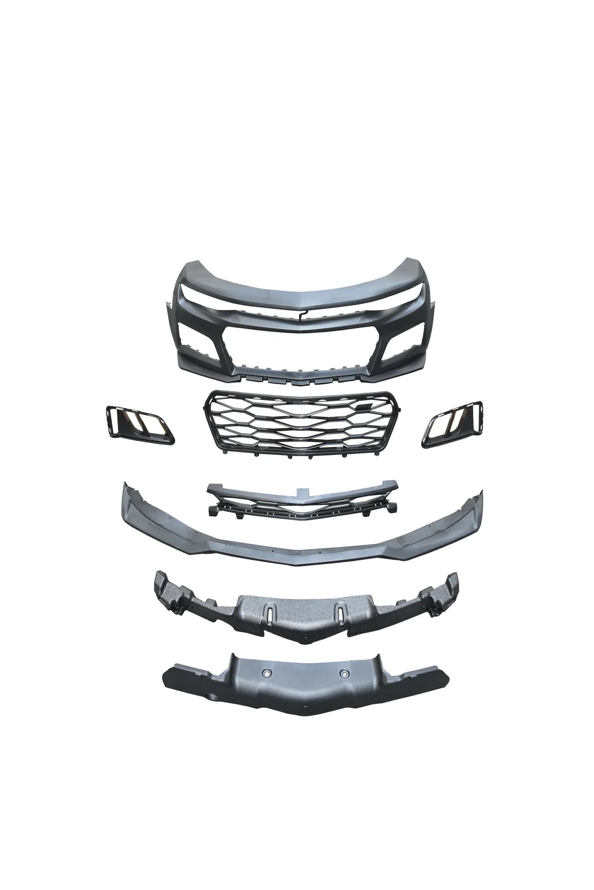 2016-2018 Chevy Camaro ZL1 Front Bumper Conversion 7pcs Ful Kit Flat BLK