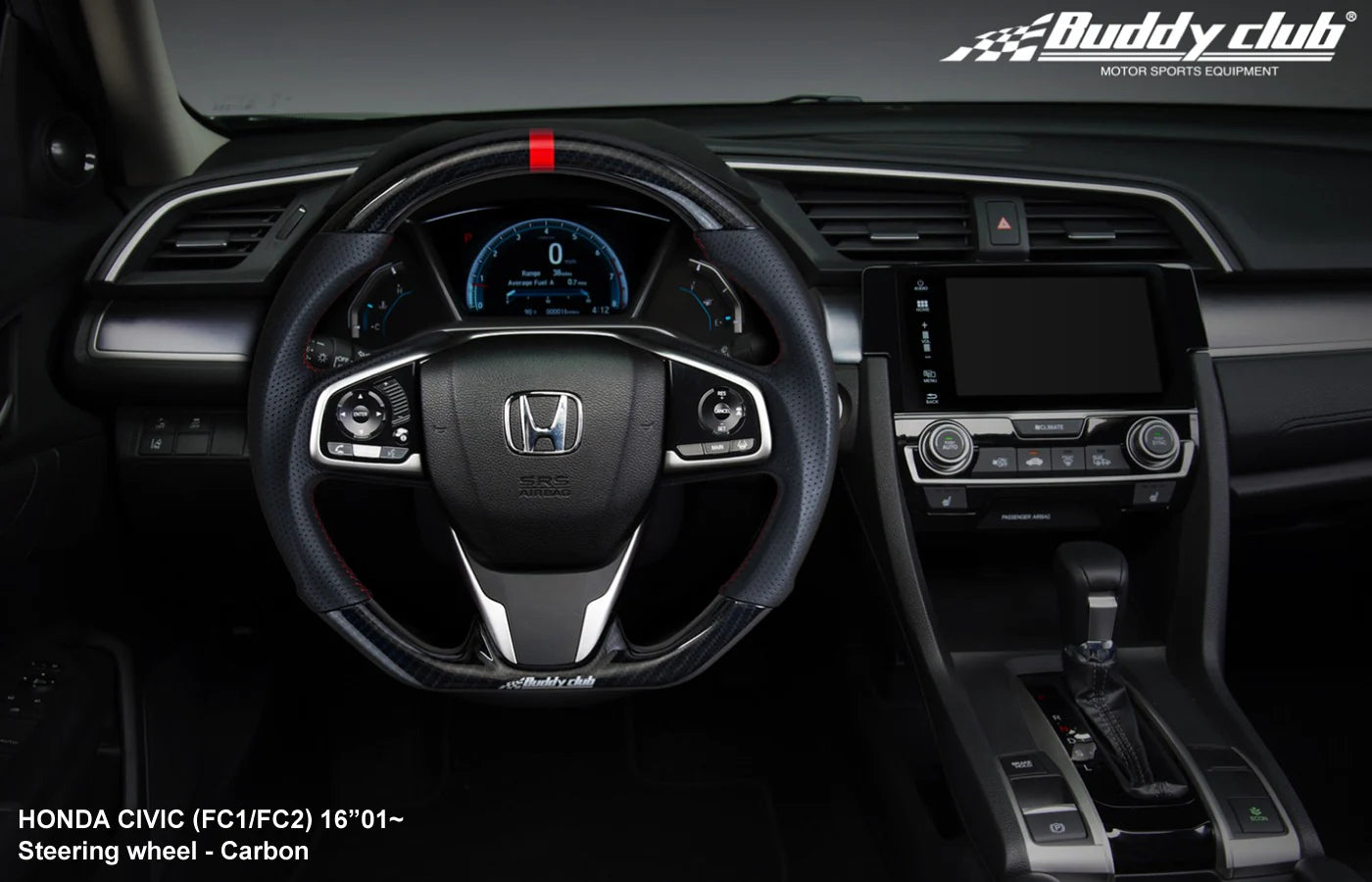 BUDDY CLUB STEERING WHEEL: CIVIC 16-18 INCLUDING TYPE R 17-18 (CARBON)
