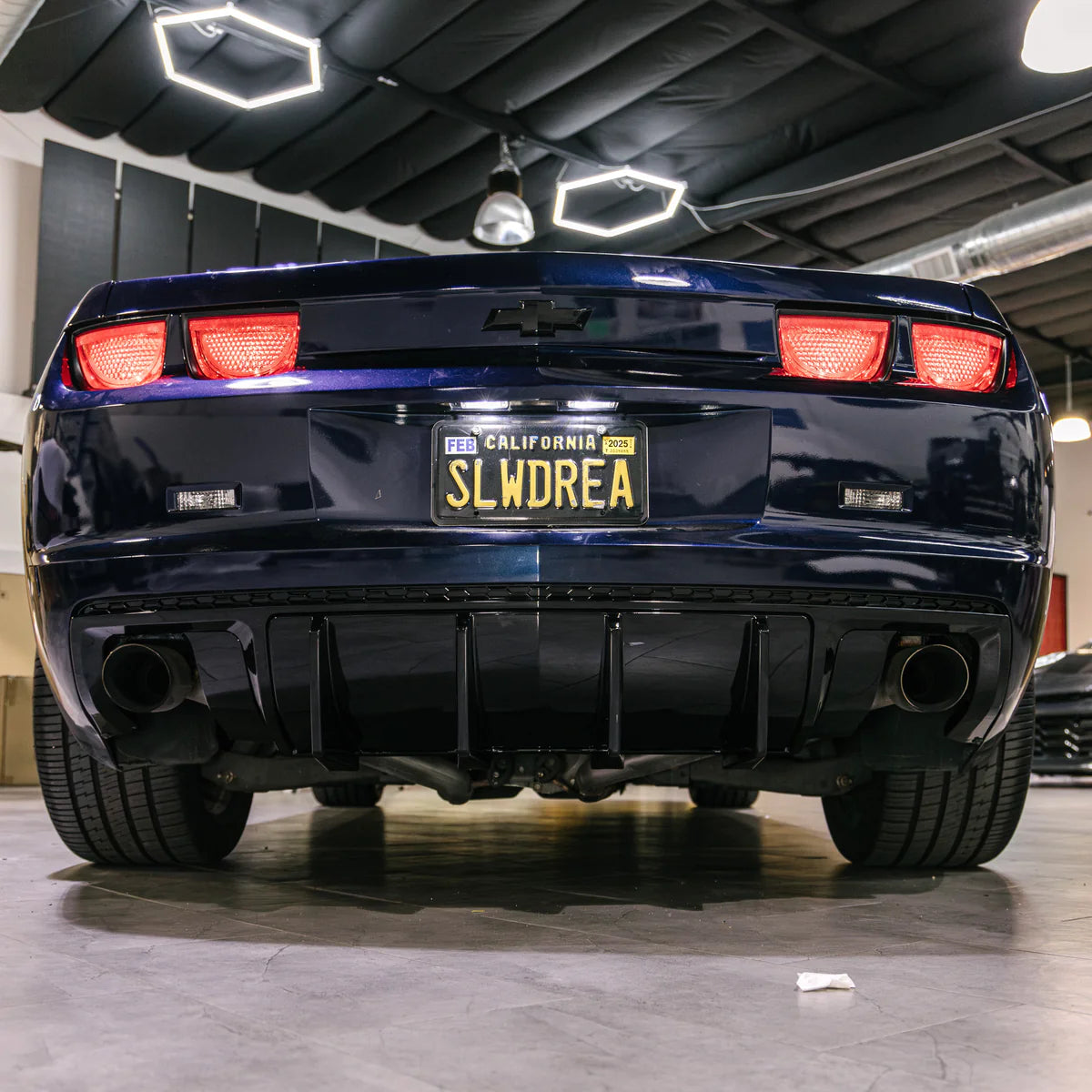 2010-2013 Chevy Camaro Evo Style Shark Fins Rear Diffuser Quad/Single Tips - GLOSS BLACK