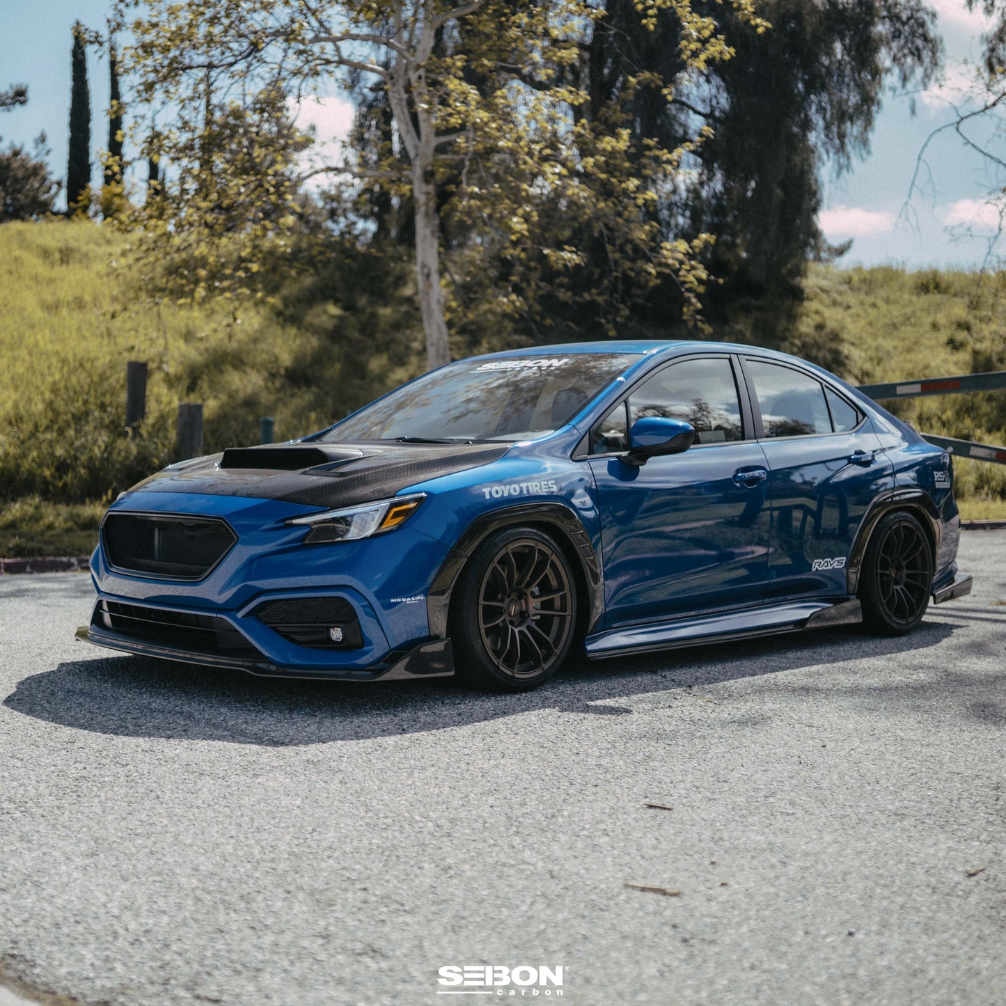 MB-style carbon fiber side skirts for 2022-2025 Subaru WRX