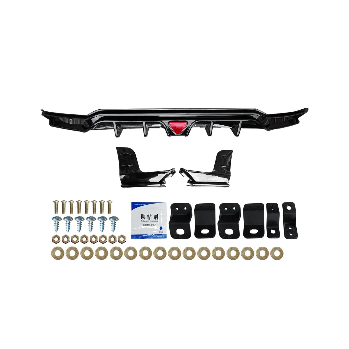 SWA 2022-2025 11th Gen Honda Civic Hatchback Rear Diffuser Gloss Black with 3rd Break Lights and Side Spats