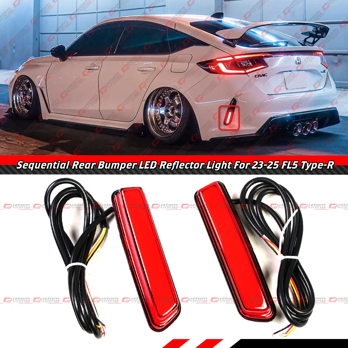 Rear Bumper Sequential LED DRL Side Reflector Light [2023-2025 Honda Civic Type-R FL5]