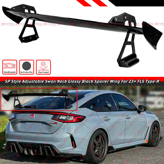 Swan Neck SP Style Gloss Black Trunk Spoiler Wing [2023-2025 Honda Civic Type-R FL5]