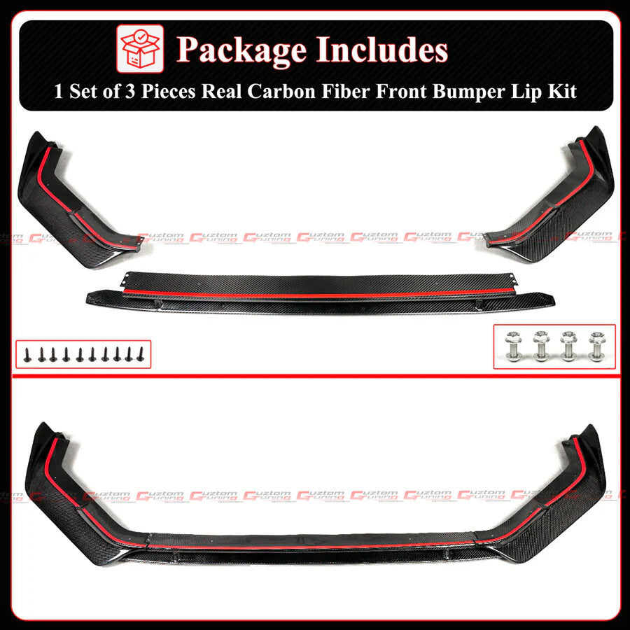 AG V2 Style Carbon Fiber Front Bumper Lip [2023-2025 Honda Civic Type-R FL5]