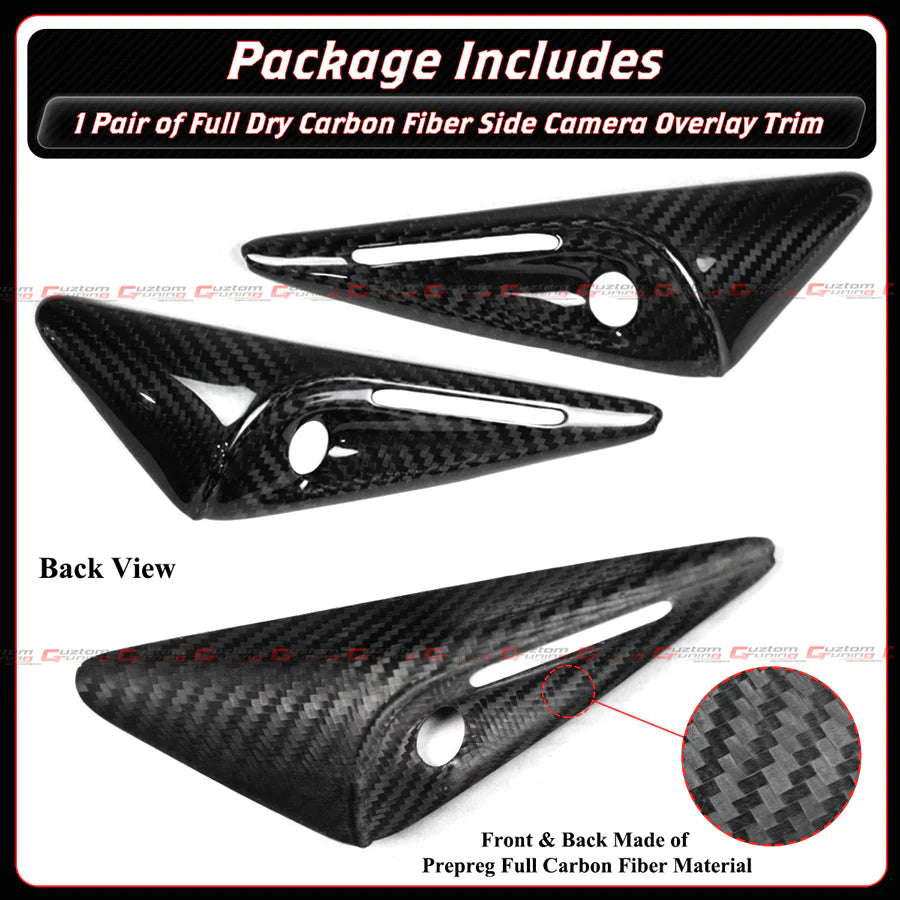 Full Carbon Fiber Side Camera Cover [2025-2026 Tesla Model Y & 2024-2026 Model 3 With HW 4.0]