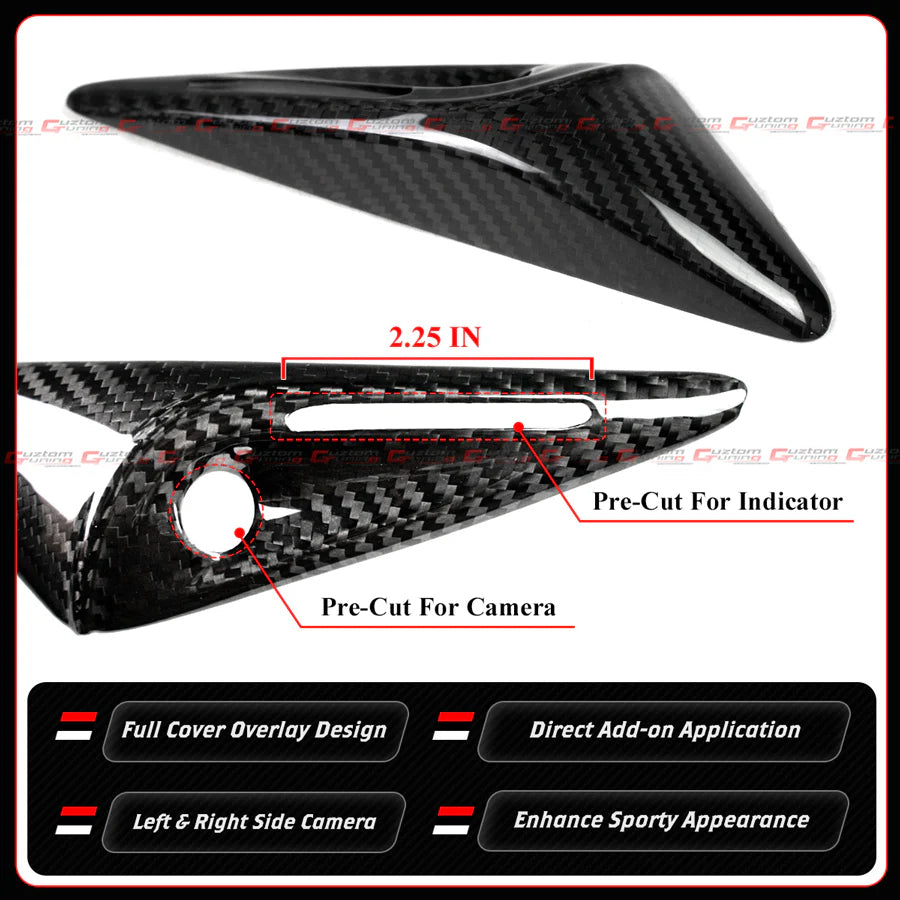 Full Carbon Fiber Side Camera Cover [2025-2026 Tesla Model Y & 2024-2026 Model 3 With HW 4.0]