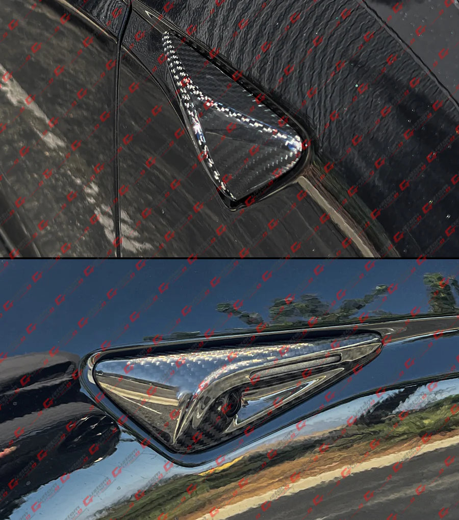 Full Carbon Fiber Side Camera Cover [2025-2026 Tesla Model Y & 2024-2026 Model 3 With HW 4.0]
