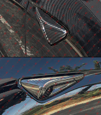 Full Carbon Fiber Side Camera Cover [2025-2026 Tesla Model Y & 2024-2026 Model 3 With HW 4.0]