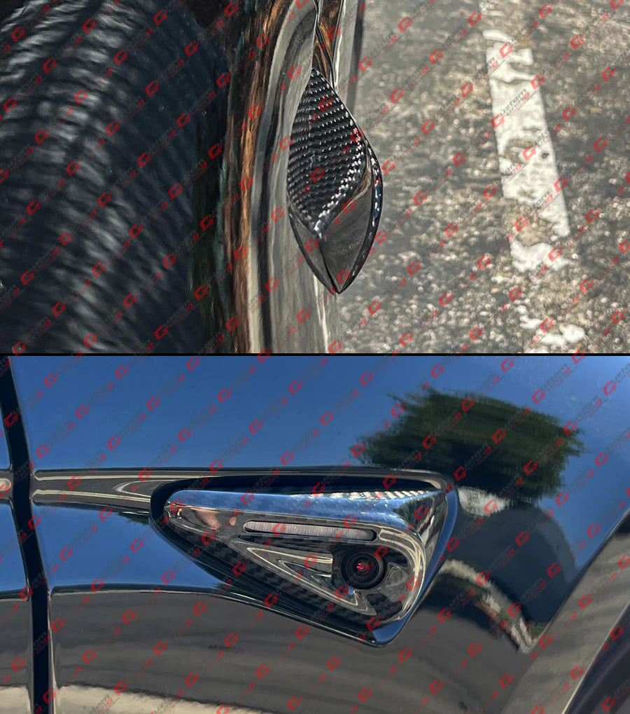 Full Carbon Fiber Side Camera Cover [2025-2026 Tesla Model Y & 2024-2026 Model 3 With HW 4.0]