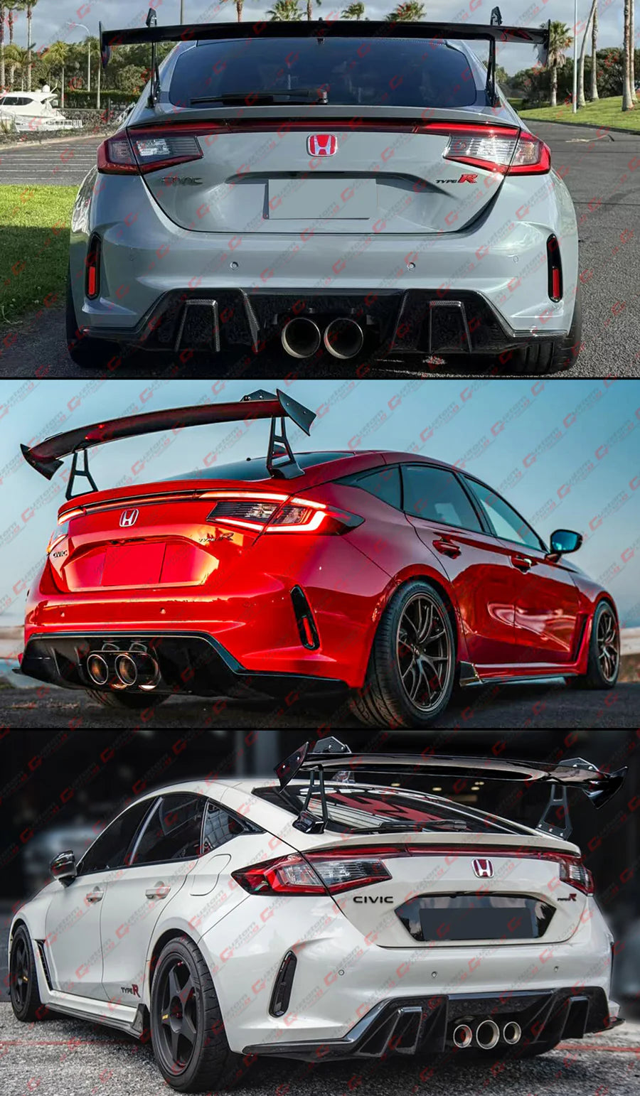 Swan Neck SP Style Gloss Black Trunk Spoiler Wing [2023-2025 Honda Civic Type-R FL5]