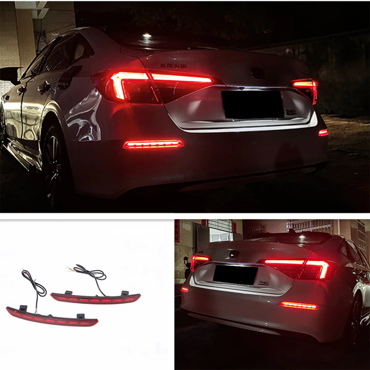 2022-2025 11th Gen Civic Sedan 2Pcs Rear Reflector LED Bumper Sequential Lights (Plug in and Play)