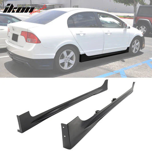 2006-2011 Honda Civic Sedan Mugen Style Unpainted Side Skirts PP