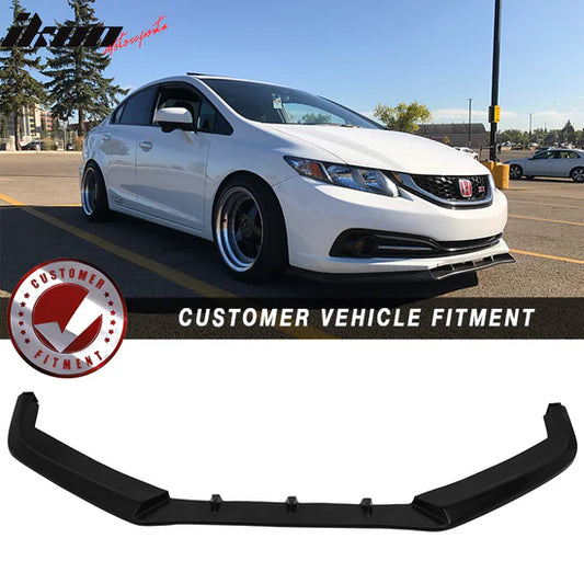 Front Bumper Lip for Honda Civic EK Sedan 4Dr 2013-2015 IKON V3 Style PU