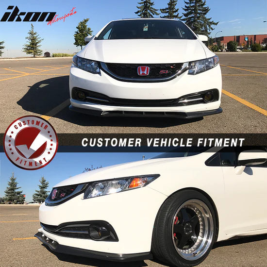 Front Bumper Lip for Honda Civic EK Sedan 4Dr 2013-2015 IKON V3 Style PU