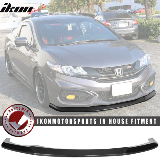 Front Lip Splitter for Honda Civic Coupe 2014-2015 IKON Style Unpainted PU