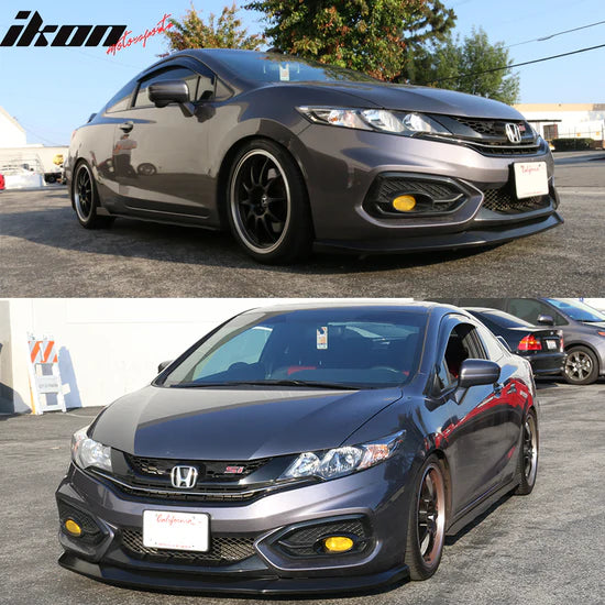 Front Lip Splitter for Honda Civic Coupe 2014-2015 IKON Style Unpainted PU
