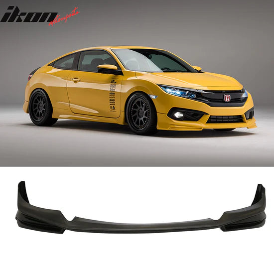Front Lip Splitter for Honda Civic 2016-2018 AP 2Dr 4Dr Black PU