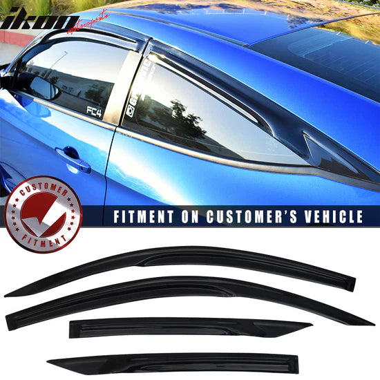 Window Visors Rain Wind Guards for Honda Civic Coupe 2016-2020 Mugen Style