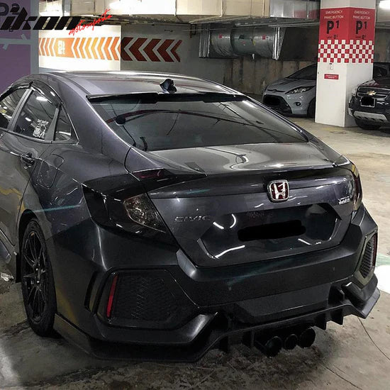 Rear Bumper Cover for Honda Civic 10th-Gen 2016-2021 CTR Type R Black PP