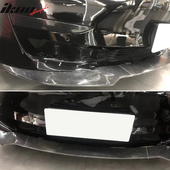 2017-2023 Tesla Model 3 Track Pack Gloss Black Front Lip Carbon Fiber