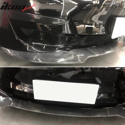 2017-2023 Tesla Model 3 Track Pack Gloss Black Front Lip Carbon Fiber