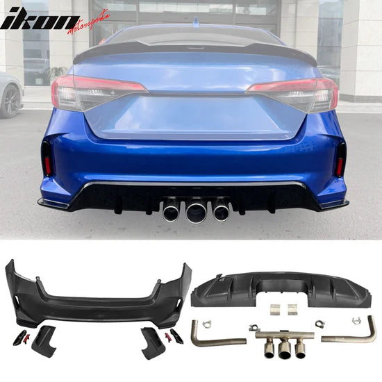 2022-2026 Honda Civic EX Touring Rear Bumper Cover Set + Exhaust Pipe