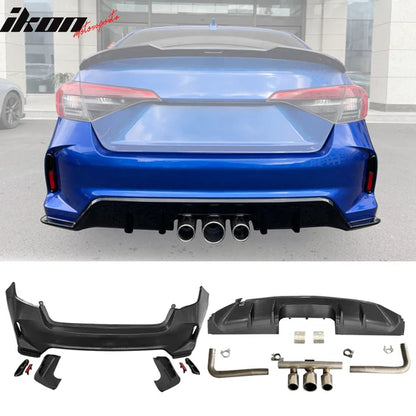 2022-2026 Honda Civic EX Touring Rear Bumper Cover Set + Exhaust Pipe