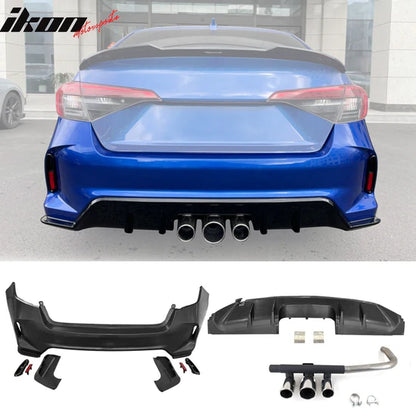 2022-2026 Honda Civic LX/Sport Rear Bumper Cover Set + Exhaust Pipe