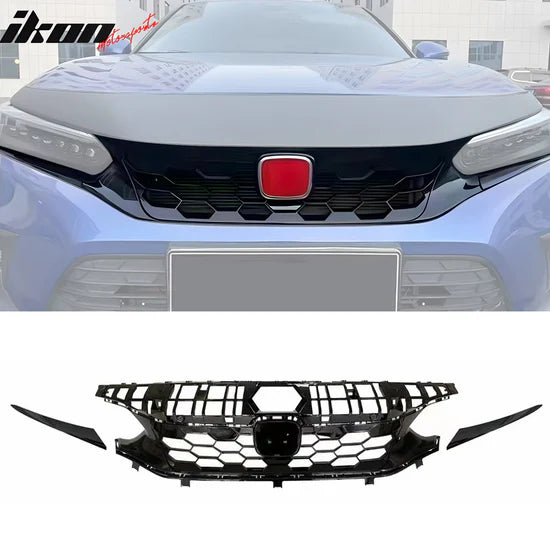 2022-2024 Civic Hatchback & SI OE Style Front Upper Grille Gloss Black