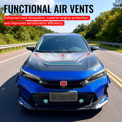 2022-2026 Honda Civic Type R Style Front Hood Vented Bonnet Iron