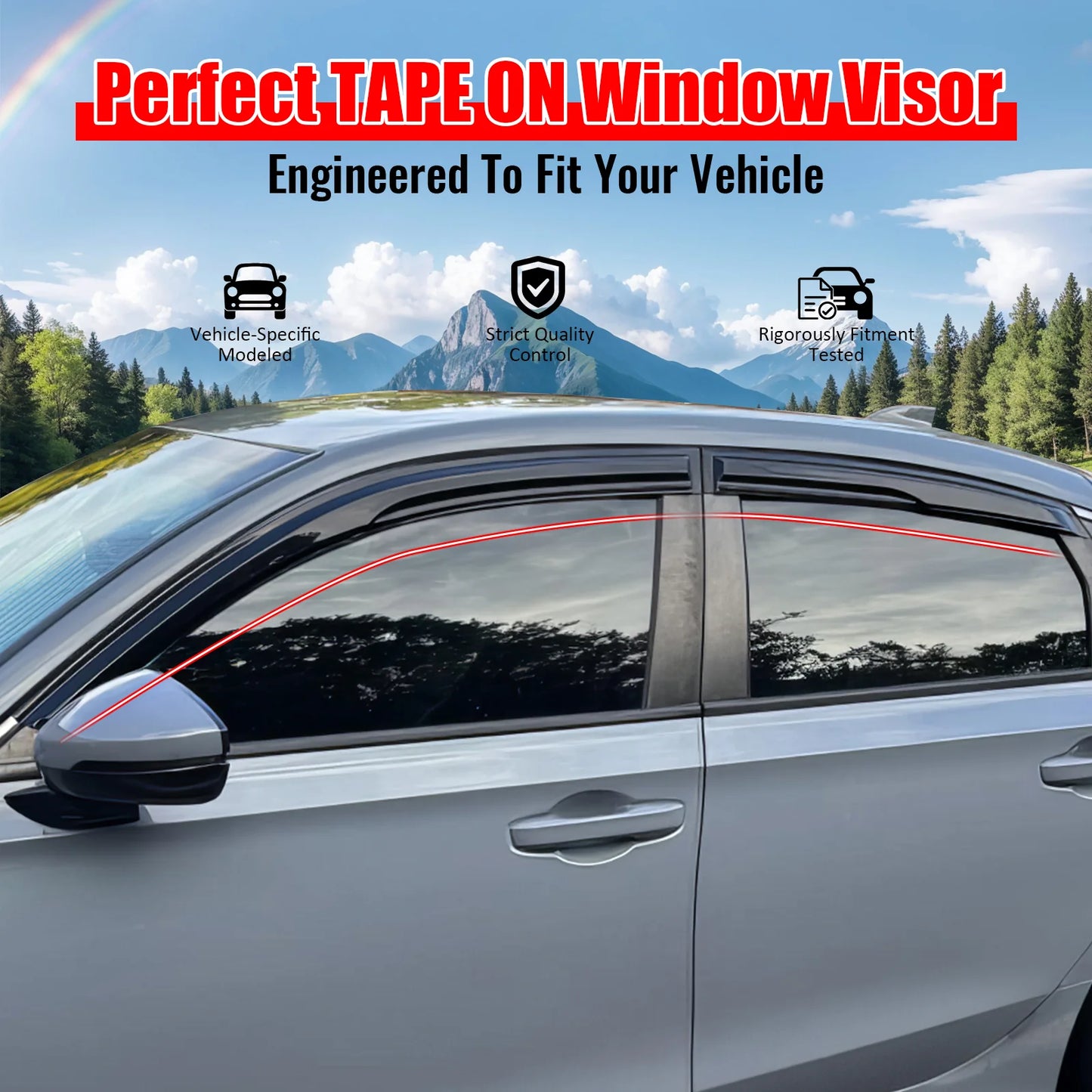 Window Visors for Honda Civic 2022-2026 Mugen Style Rain Guard