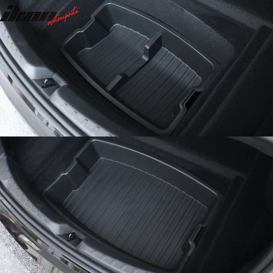Rear Trunk Lower + Upper Storage Organizer Box for Tesla Model 3 2024-2025
