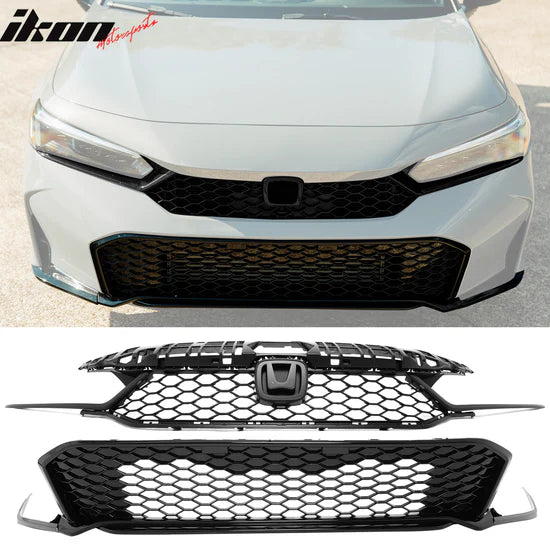 2025-2026 Honda Civic Gloss Black Type R Front Lower Upper Grilles ABS - COMBO