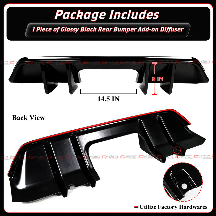 CTM Gloss Black Shark Fin Rear Bumper Diffuser [2023-2025 Honda Civic Type-R FL5]