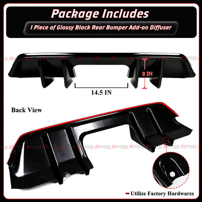 CTM Gloss Black Shark Fin Rear Bumper Diffuser [2023-2025 Honda Civic Type-R FL5]