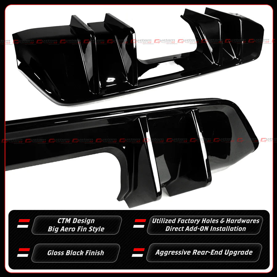 CTM Gloss Black Shark Fin Rear Bumper Diffuser [2023-2025 Honda Civic Type-R FL5]