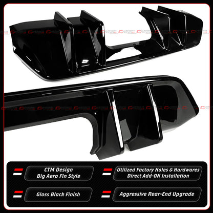 CTM Gloss Black Shark Fin Rear Bumper Diffuser [2023-2025 Honda Civic Type-R FL5]