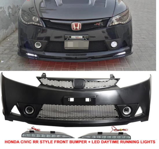 Fits 06-11 Civic Mugen RR Front Bumper & Daytime Running Fog Lamp