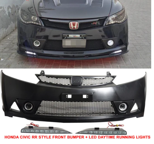 Fits 06-11 Civic Mugen RR Front Bumper & Daytime Running Fog Lamp
