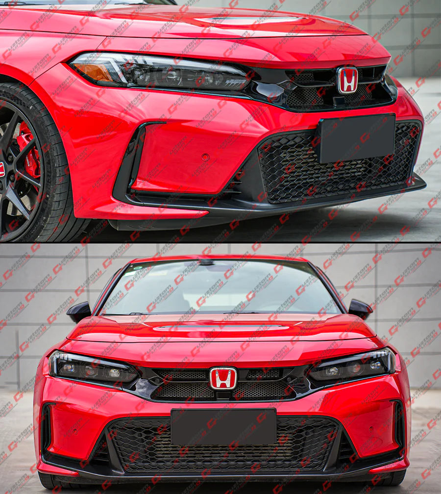 V Style Front Upper Grille With Full Carbon Fiber Mesh [2023-2025 Honda Civic Type-R FL5]