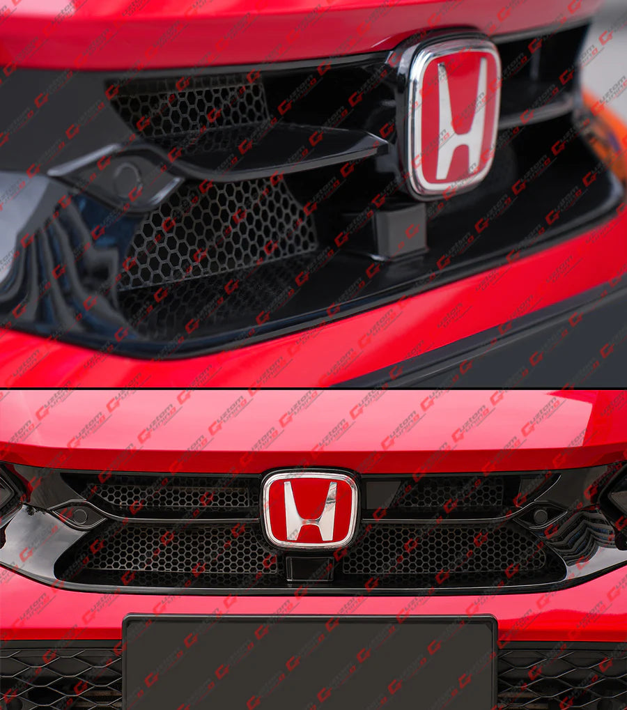V Style Front Upper Grille With Full Carbon Fiber Mesh [2023-2025 Honda Civic Type-R FL5]