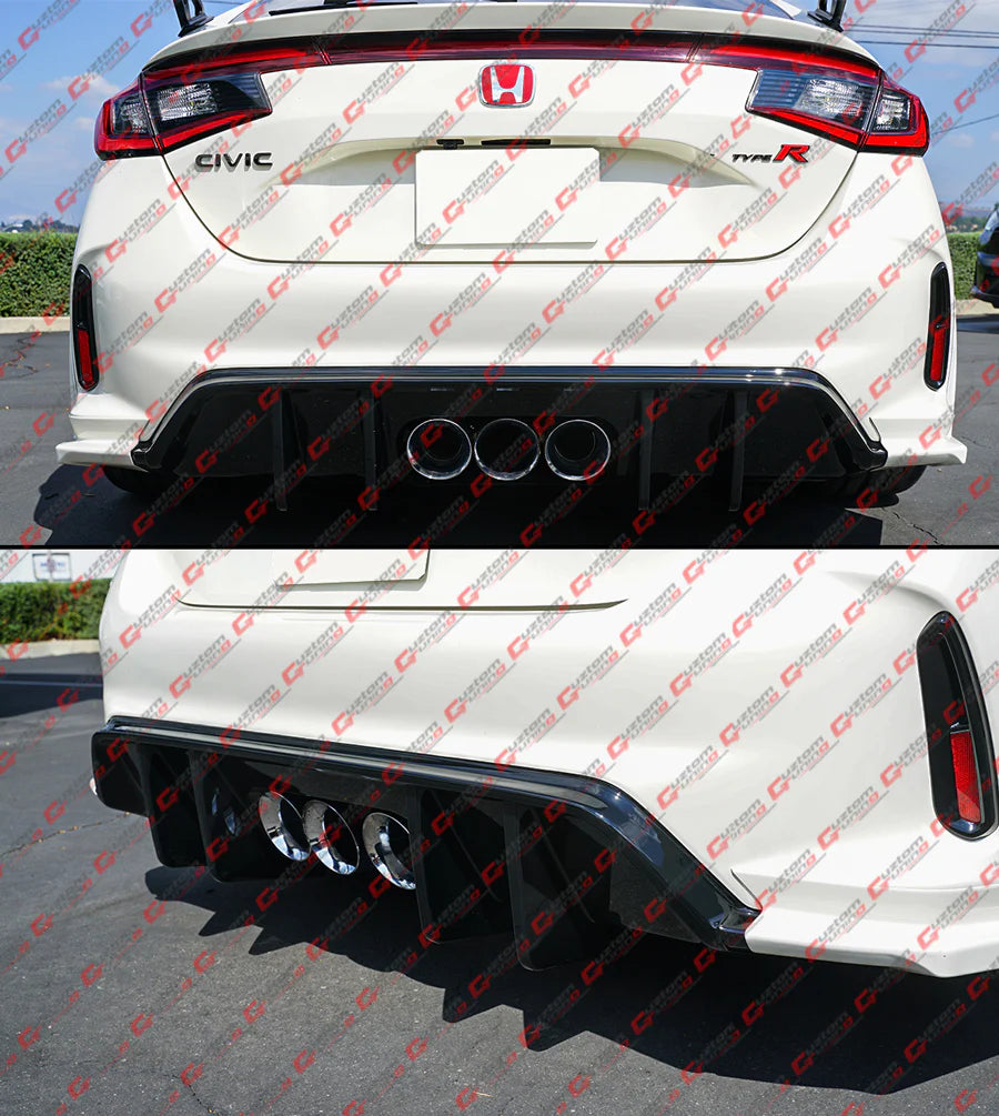 CTM Gloss Black Shark Fin Rear Bumper Diffuser [2023-2025 Honda Civic Type-R FL5]