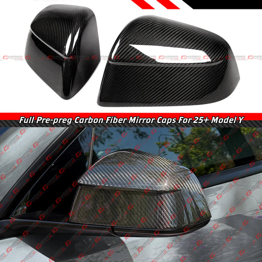 Full Carbon Fiber Side Mirror Cover Cap Overlay [2025-2026 Tesla Model Y Juniper]