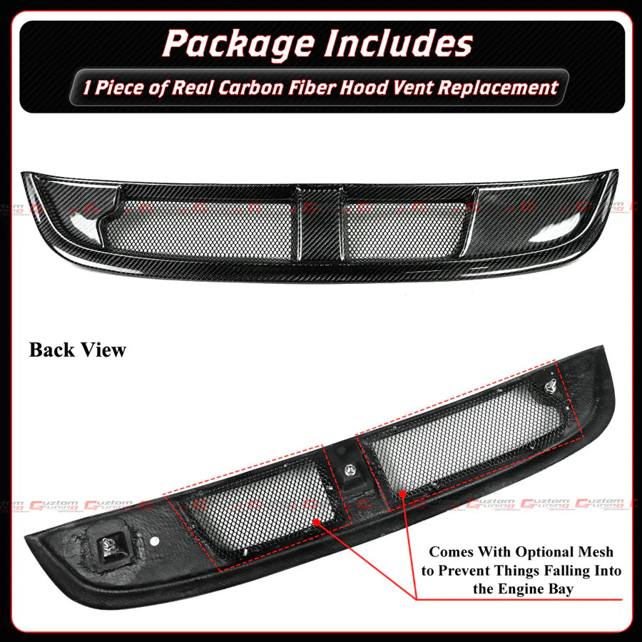 SP Style Real Carbon Fiber Bonnet Hood Vent With Mesh [2023-2025 Honda Civic Type-R FL5]