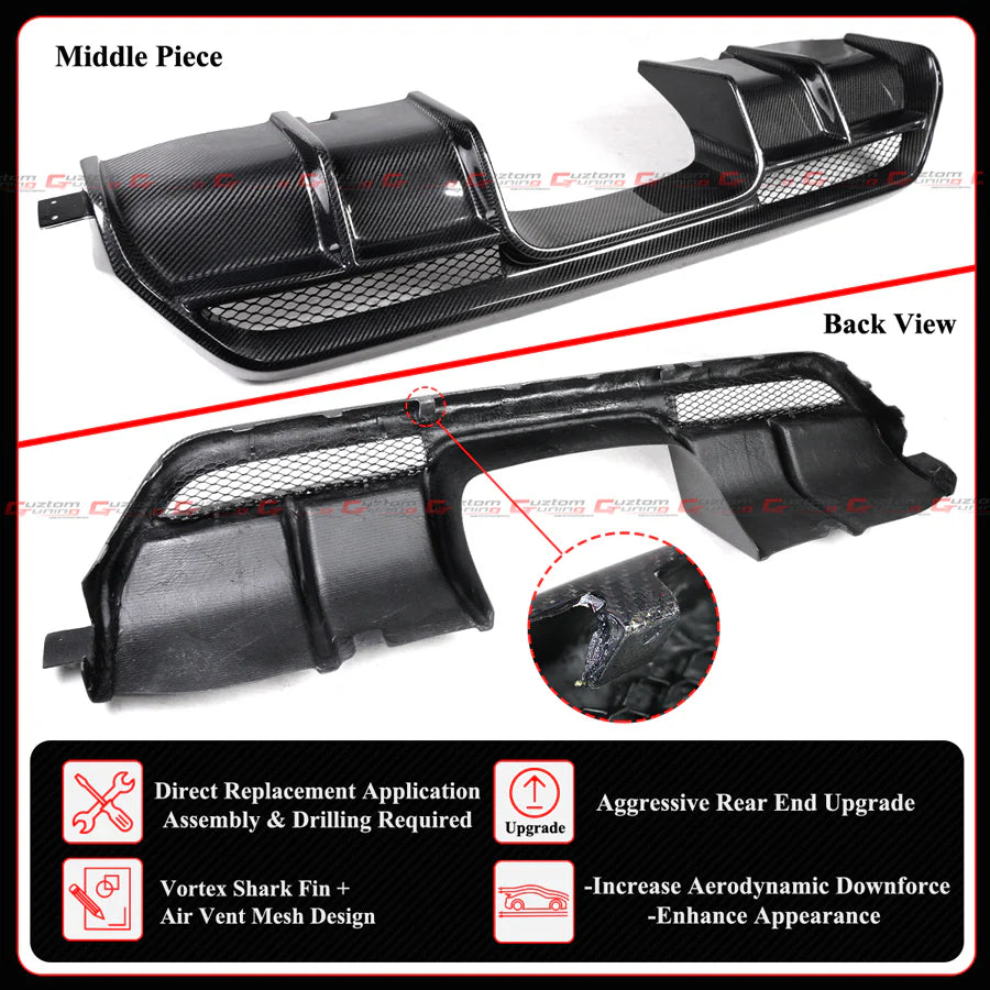 CMS Style Real Carbon Fiber Air Vent Rear Diffuser Kit [2023-2025 Honda Civic Type-R FL5]